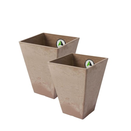 Algreen Valencia 11.5 x 14 in. 2 Square Planters, Taupe, 2PK 17828